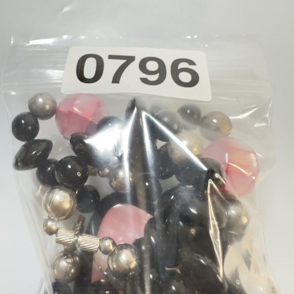 Black Stone Beaded Necklace MOP Teardrop Pendant & Matching Bracelet Set 18" - Picture 13 of 13